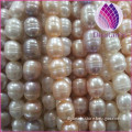 Wholesale natural freshwater rice pearl 10-11mm with screw white peach mauve loose pearl for jewelry necklace